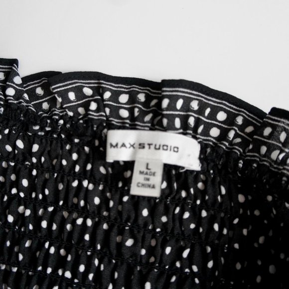 Max Studio Polka Dot Square Neck Black & White Top - Picture 11 of 13